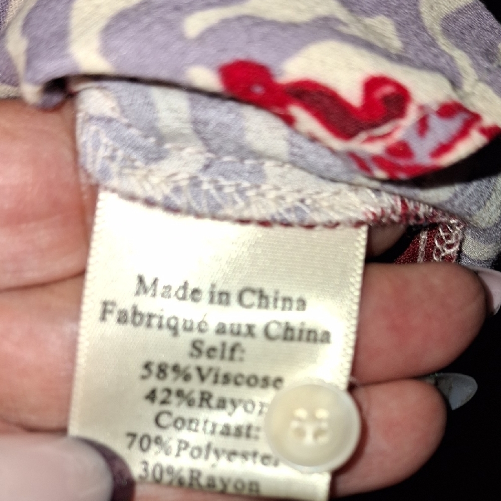 Anthropologie PORRIDGE Red Graphic Long Sleeve Button Down Shirt - Picture 10 of 10
